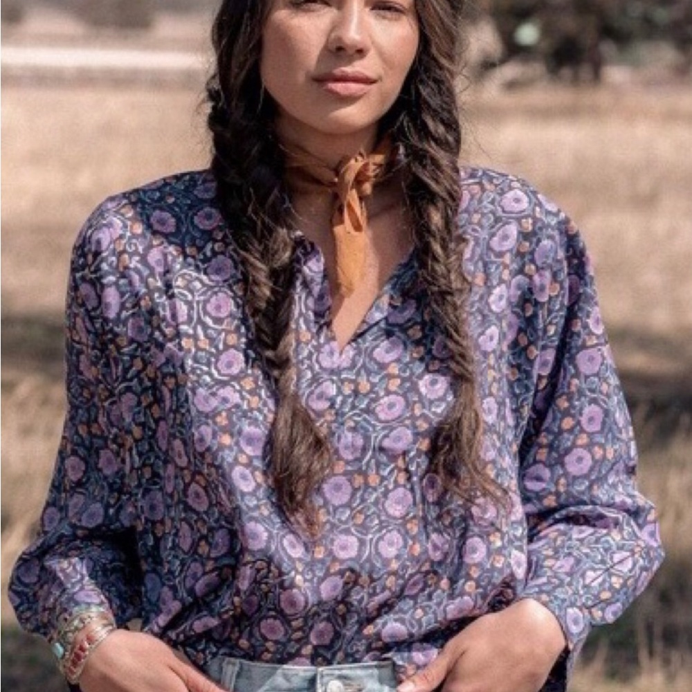 Purple and Blue Relaxed Blouse